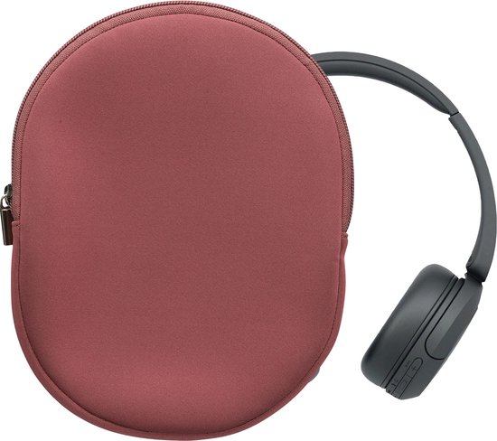 Funda Para Auriculares Sony WH-CH520/CH510/MDR-ZX110 - Exterior De Pana, Interior De Neopreno, Color Rosa Oscuro - Con Cremallera