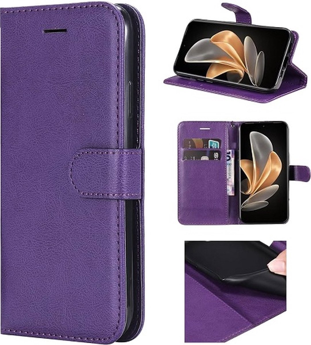 Huawei Mate 8 Hoesje Met Pasjeshouder Bookcase Paars