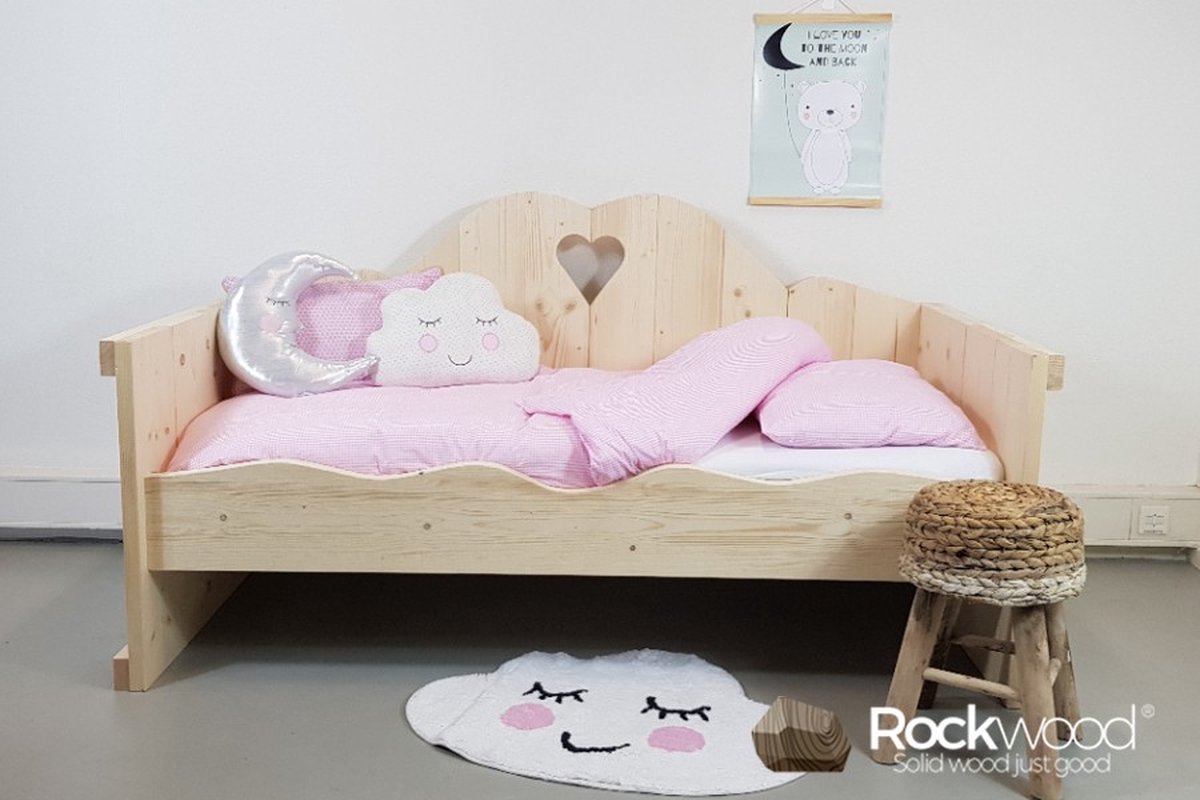 Rockwood® Peuterbed Isabelle inclusief montage met lattenbodem en veilig bedhekjenaturel onbehandeld