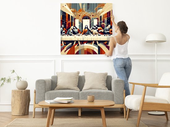 Abstract laatste avondmaal schilderij | Symbolisch spel van vormen en ...