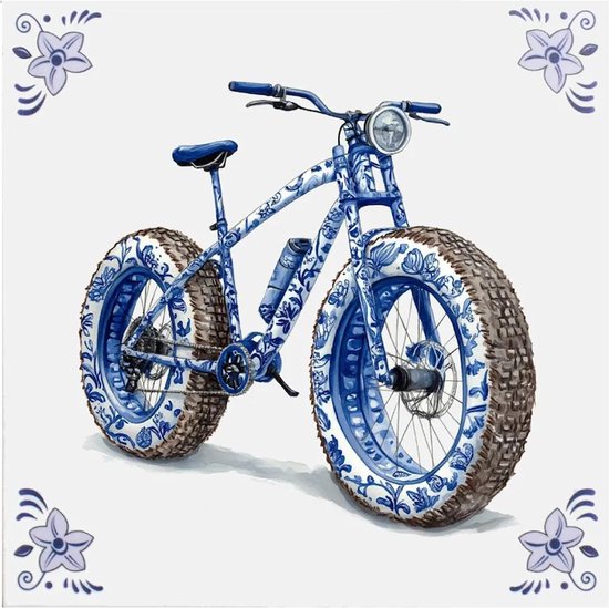 Delfts Blauwe Keramische Tegel Fatbike Wanddecoratie Hollandse Souvenir Cadeau