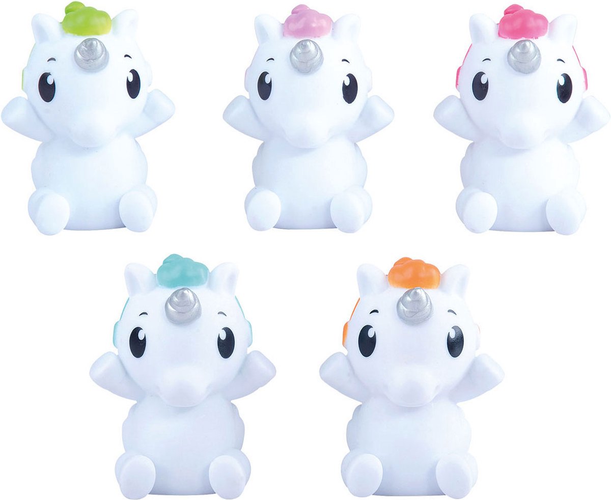 Play unicorn vingerpoppetjes set - zacht kunststof badspeelgoed.