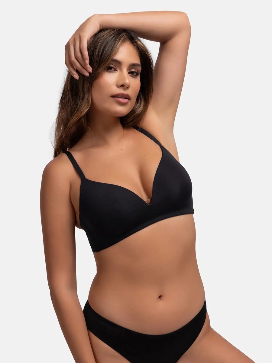 Dorina Bh zonder beugel voorgevormd - Fili - T-shirt bh die niet doorschijnt - Soft Bh - 80A - Zwart