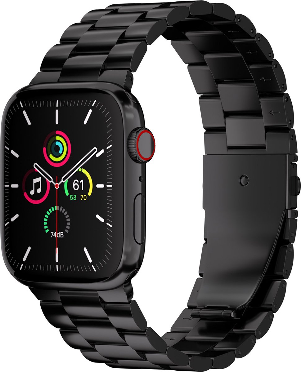 iMoshion Bandje Geschikt voor Apple Watch Bandje Series 1 / 2 / 3 / 4 / 5 / 6 / 7 / 8 / 9 / SE / Ultra (2) - 42 / 44 / 45 / 49 mm - iMoshion Stalen band - Zwart