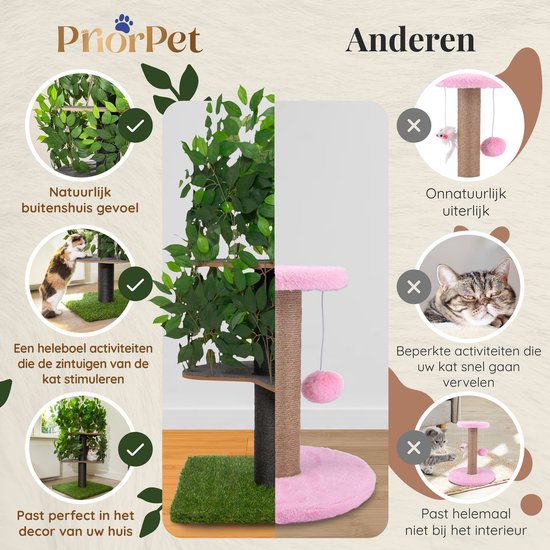 Arbre à chat à feuilles interchangeables - Griffoir breveté pour que les chats puissent grimper, se cacher et dormir - Poteaux griffoirs multi-niveaux - 120 cm Vert