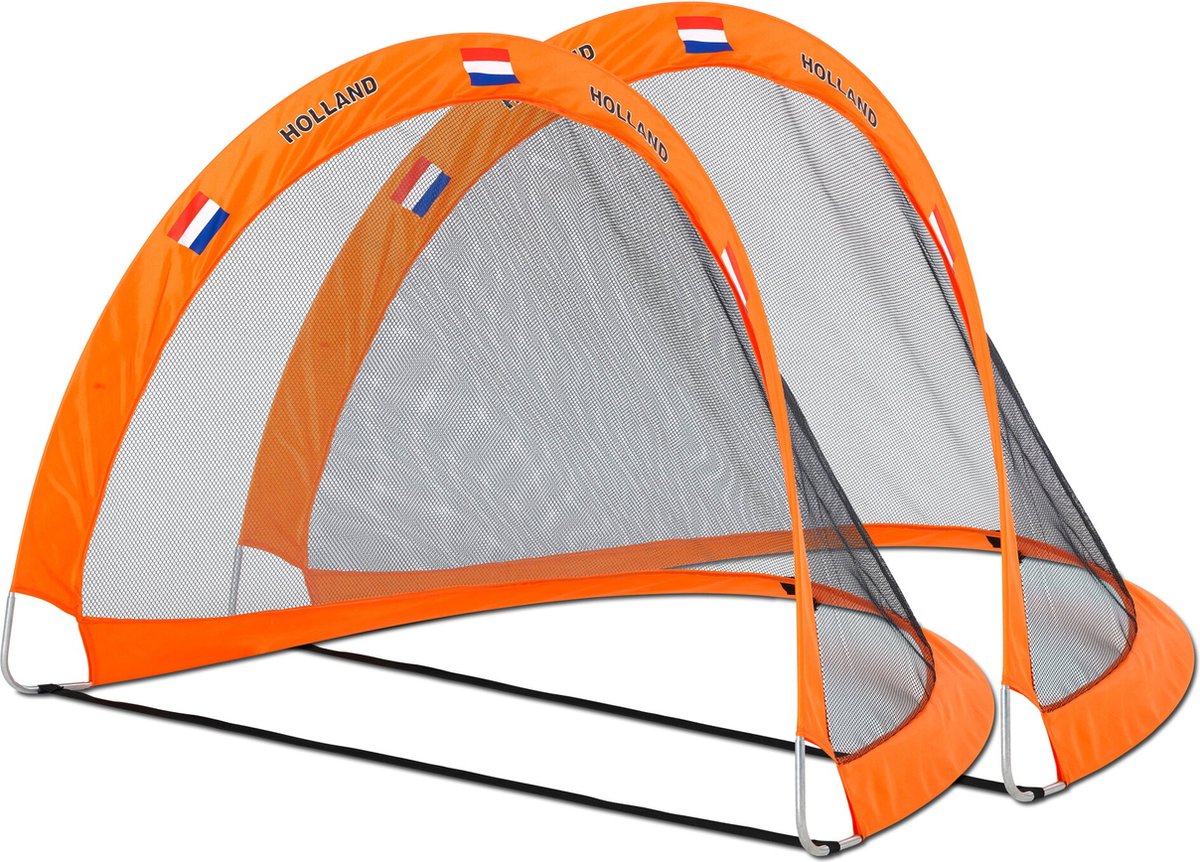 EXIT Flexx Holland pop-up voetbaldoel 120x80cm (set van 2) - oranje