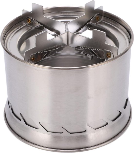 Lineslife Houtgestookte kampkachel, draagbare gietijzeren camping houtkachel, zwarte houtkachel met draagtas voor backpacken, buiten koken, groot