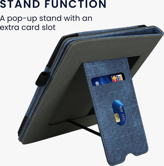 kwmobile flip cover voor e-reader - geschikt voor Pocketbook InkPad 4 / Color 3 / Color 2 / Vivlio InkPad 4 / InkPad Color 3 - Van imitatieleer en -suède - In donkerblauw / donkergrijs van Merkloos — afbeelding 3