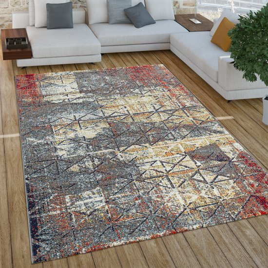 Paco Home In-& Outdoor Vloerkleed Balkon Terras Keukenvloerkleed Vintage Modern Patroon, Maat:120x160 cm, Kleur:Grijs