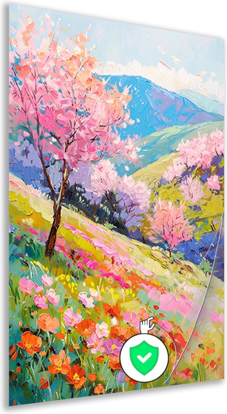 Affiche champ de fleurs - Décoration murale nature - Affiche Montagnes - Décoration murale classique - Affiches chambre - Affiche Décoration murale chambre 40x60 cm