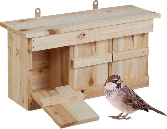 nestkast mussen - kleine vogels - opening: 3x2 cm - hangend - weerbestendig - hout