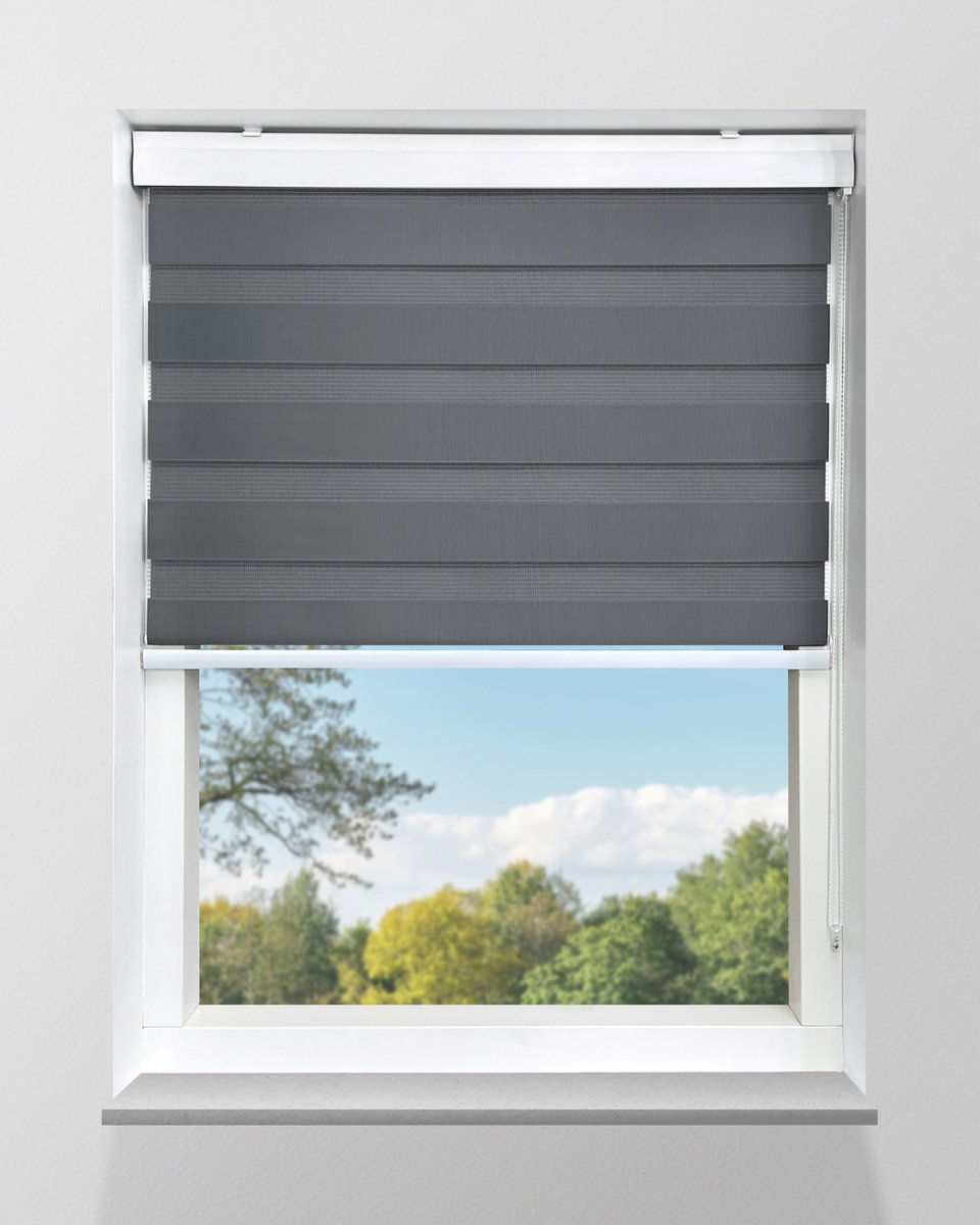 Duo Rolgordijn Lichtdoorlatend - Grijs - 229x240cm - Op maat gemaakt