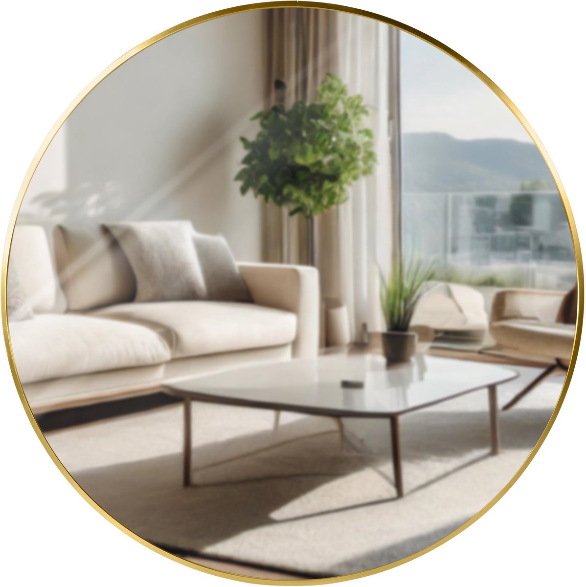 CLP Elsie Wandspiegel - Rond - Diepte lijst 3 cm - ideaal voor woonkamer, slaapkamer of badkamer - gold glanz goud glans