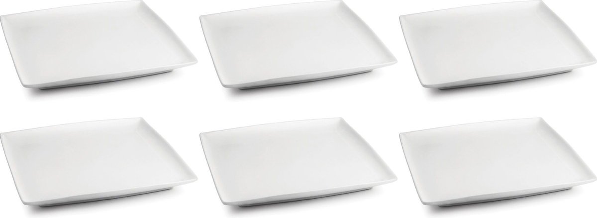 BonBistro Gebaksbordjes Yong Squito 16 x 16 cm - Wit - 6 stuks