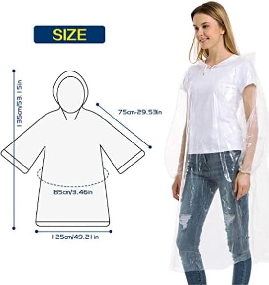 5 stuks willekeurige kleur, draagbaar, wegwerp-regenponcho, regenjas, regenponcho met capuchon voor festivals, concerten, wandelen, fietsen, kamperen in de open lucht