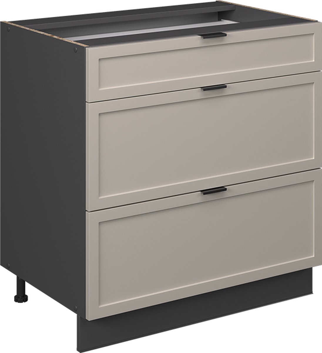 Vicco Fame-Line Keukenonderkast – 80 cm met 3 laden, WB Antraciet GrijsBeige