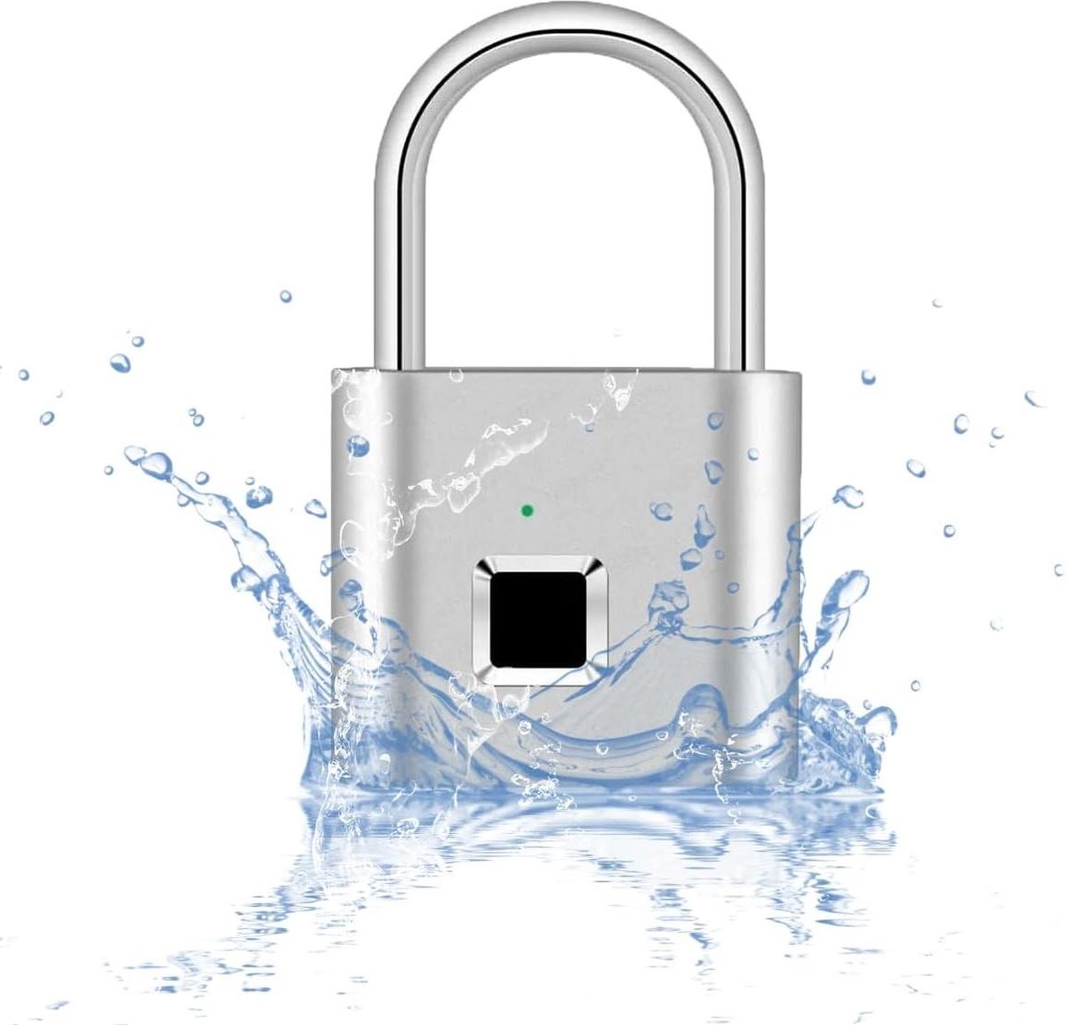 Vingerafdruk hangslot voor sportschool - weerbestendig waterdicht sleutelloos slot - meerdere gebruikers - zilver