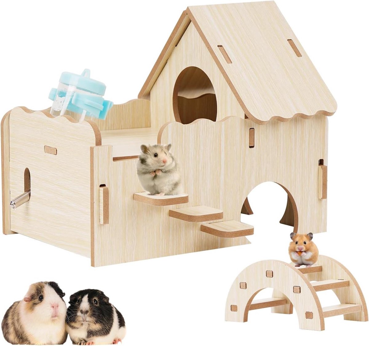 Cavia Speelgoed Houten Dwerghamster Huisje Natuurlijk Speelgoed – Accessoires voor Knaagdieren
