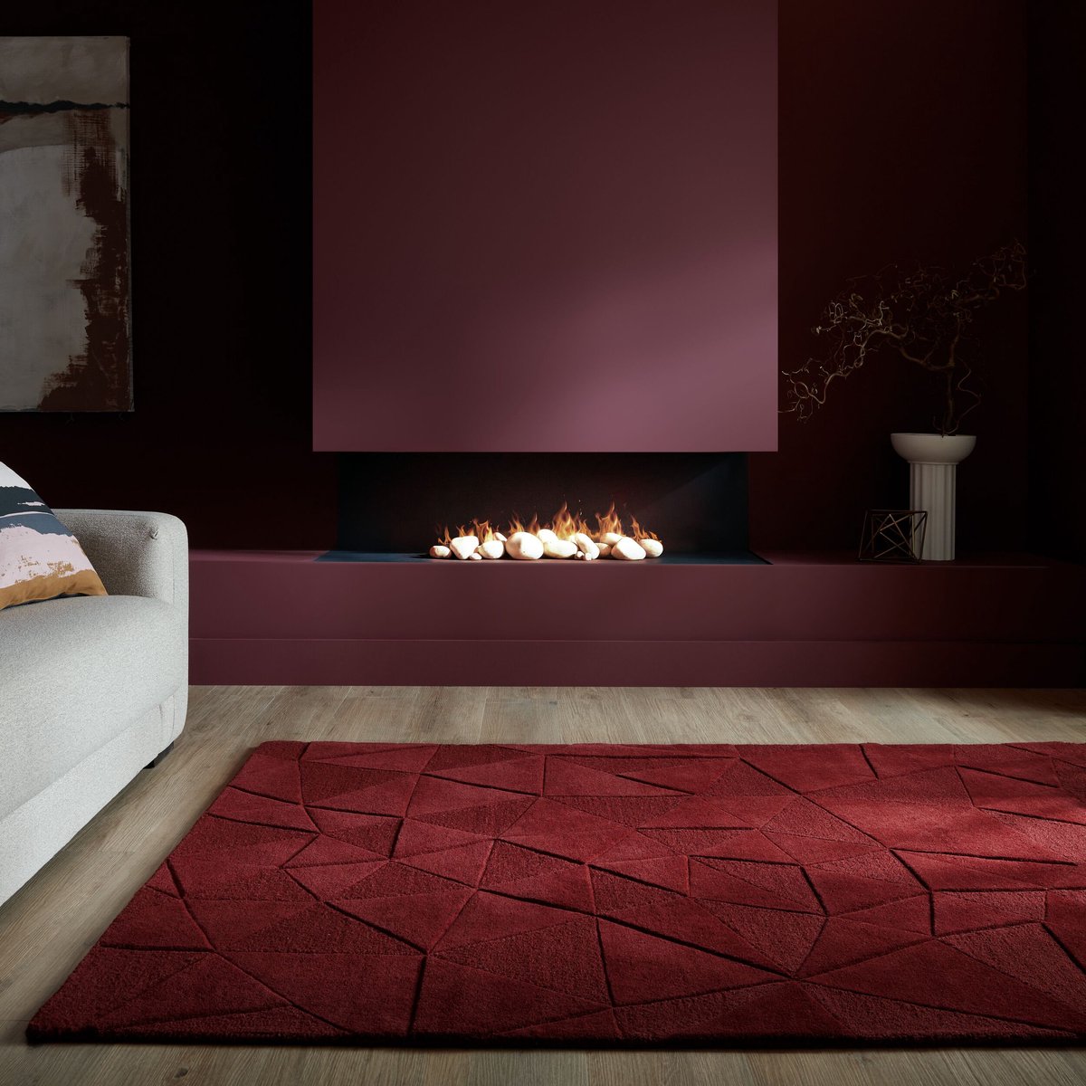 flycarpets Wollen vloerkleed - Shard Geo Rood 200 x 290 cm