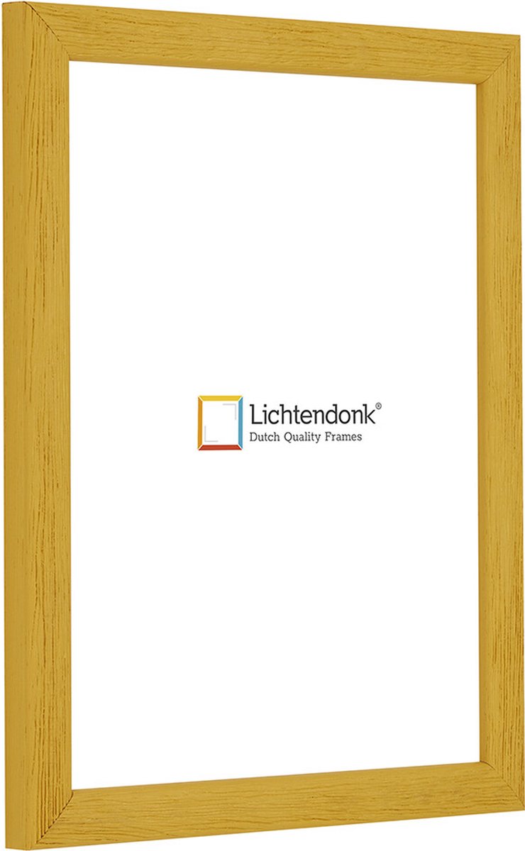 Lichtendonk Fotolijst - Fotokader - Okergeel - Halfrond met zichtbare houtnerf - Fotomaat 40x60 - Ontspiegeld glas - Art.nr. 1055005940601