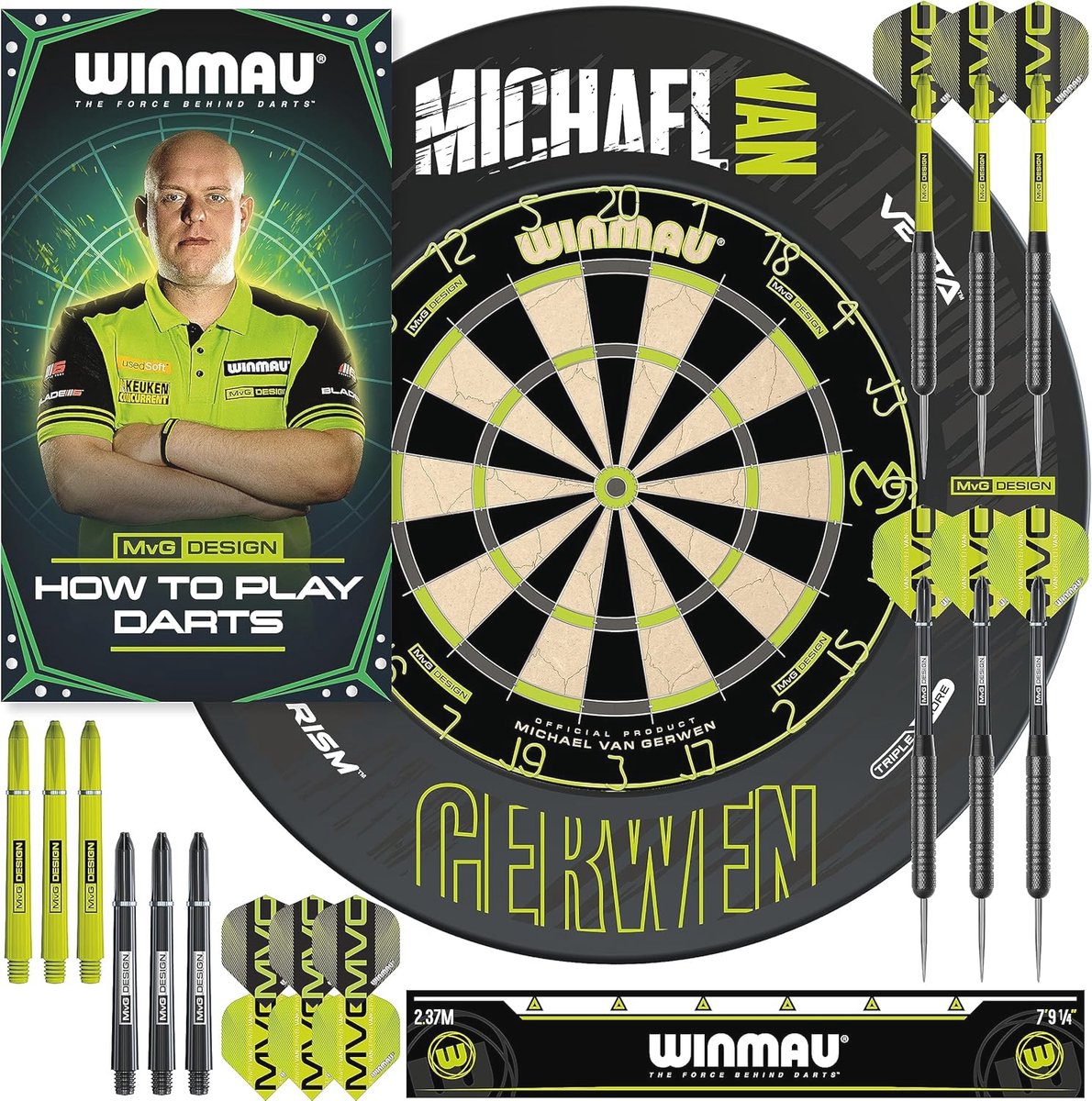 Dartsets met dartborden, kasten, surrounds, darts en accessoires