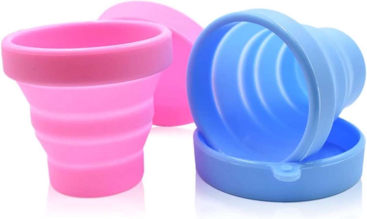 Opvouwbare Siliconen Campingbeker 170ml - 2 Stuks - Duurzaam en Ruimtebesparend
