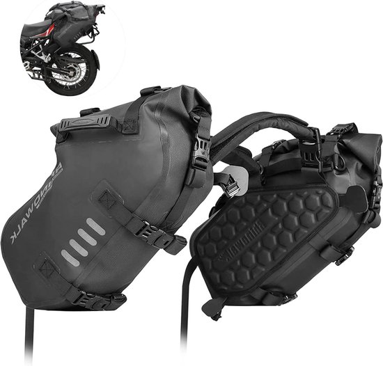 Sacoche de Selle Moto Etanche 60L (30L*2) Sacs Latéraux Moto
