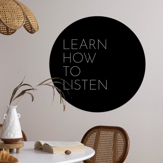 WallCircle® - Papier peint cercle 80x80 cm - Stickers muraux Citations - Dictons - Apprendre à écouter - Cercle mural salon - Cercle mural chambre - Décoration de chambre autocollante - Accessoires de Décoration murale