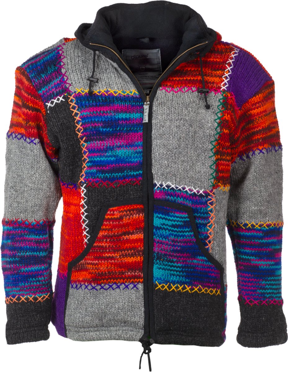 Pure Wool Nepal Damesvest Patch Multicolor