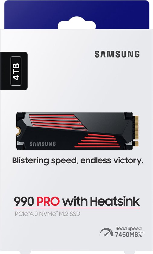 Samsung 990 PRO - Interne SSD met Heatsink - PCIe 4.0 - NVMe M.2 - PS5 Compatibel - (Gamers Pack) - 4 TB
