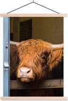 Support pour affiches avec affiche 120 x 160 cm - Affiche scolaire - Highlander écossais - Ferme - Grange - Affiche textile - Lattes vierges