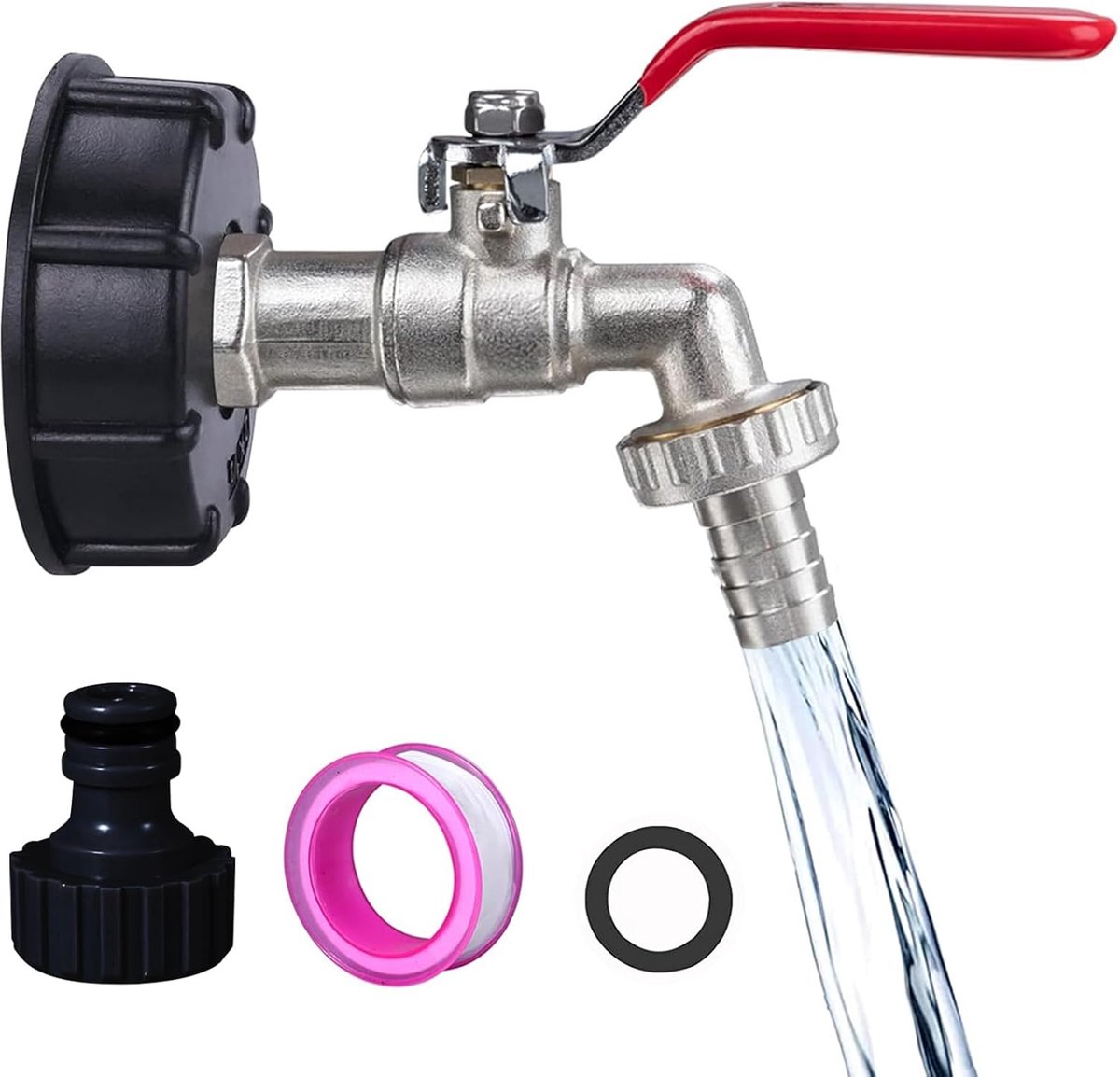 Luvetrex ® Aftapkraan, Ibc tankaccessoires, watertank accessoires, watertank-accessoires, adapter 3/4 inch tuinslang, waterkraan, waterreservoir, slangaansluiting voor S60 x 6 IBC 1000 l regenwatertanks
