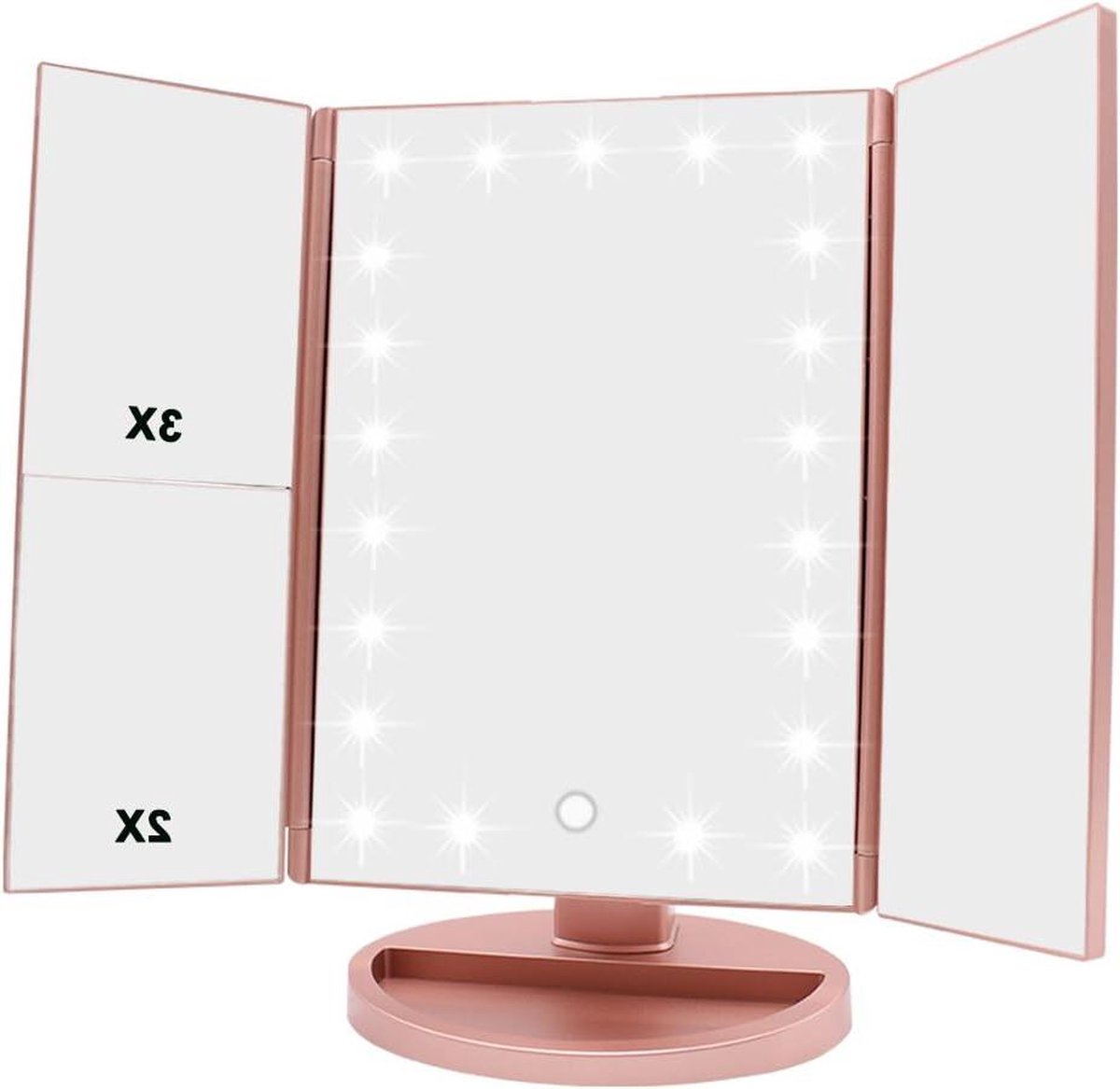 Make-up Spiegel Verlicht 21 LED lampen Dual Power Supply 2X 3X Vergroting LED Rose Goud