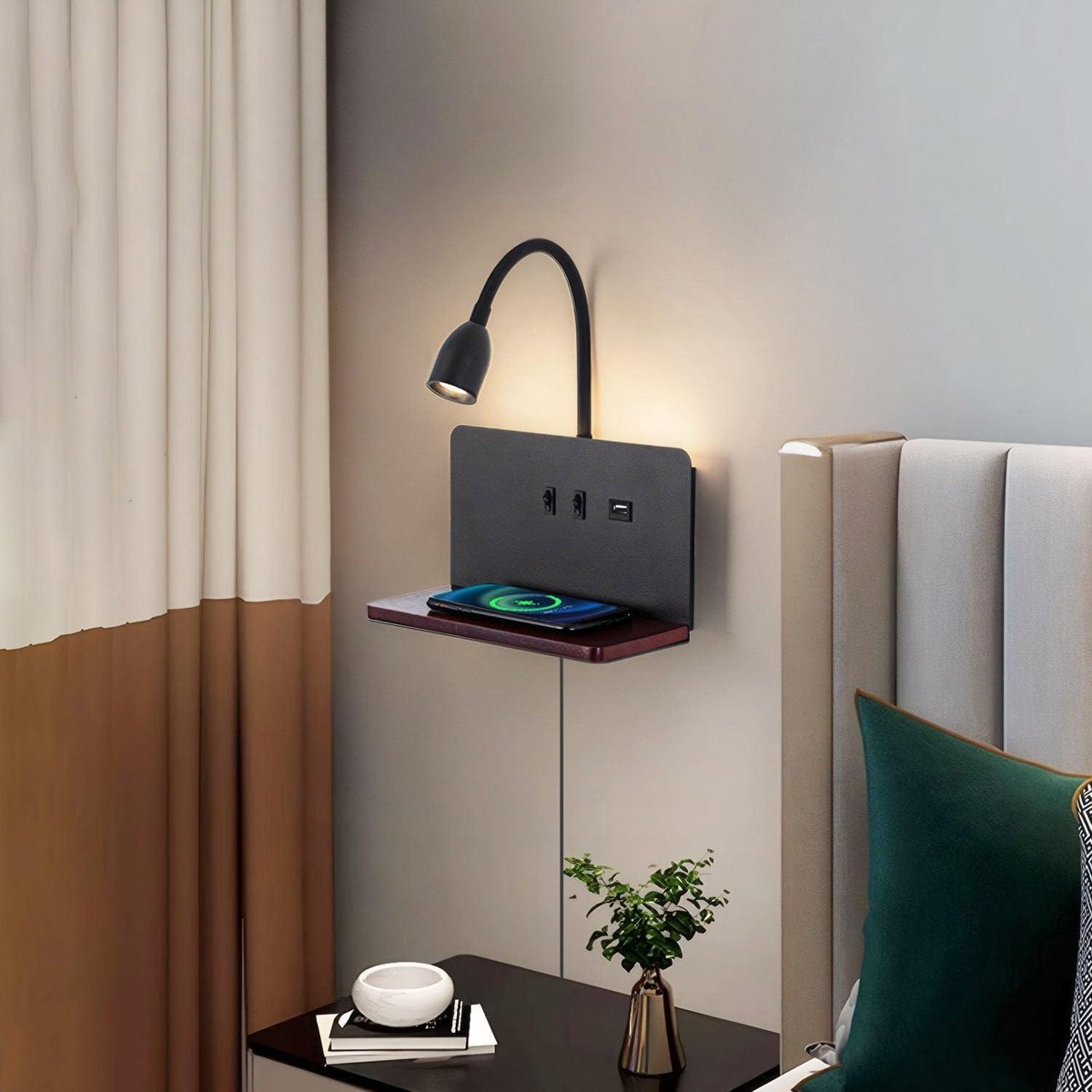 ENUOTEK Touch Dimbare LED Wand Leeslamp voor Slaapkamer, Wandgemonteerde Bedlamp met Flexibele Zwanenhals, 5V2A USB-uitgang, 4 Helderheidsniveaus, 120° Brede Hoek Neutraal Wit Licht 4000K