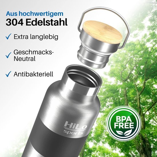 Geïsoleerde roestvrijstalen drinkfles voor fiets - 600 ml - houdt 12 uur warm - 24 uur koud - thermische fietsfles met 2 sluitingen