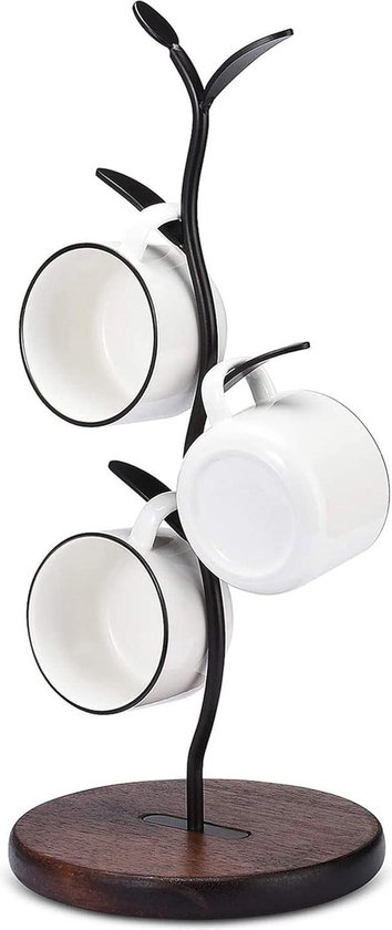 Ouseen Mokhouder, aanrecht mokboom, koffiemokken en theekop opbergrek, koffiemokken en theekopjes, opbergrek met kleine opbergruimte, zwart Ouseen Mokhouder, aanrecht mokboom, koffiemokken en theekop opbergrek, koffiemokken en theekopjes, opbergrek met kleine opbergruimte, zwart