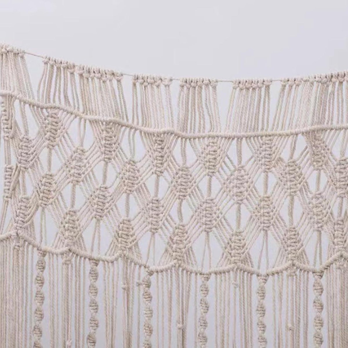 HAPPOW Macramé gardin, håndvævet macrame dørgardin, 65 x 200 cm boho