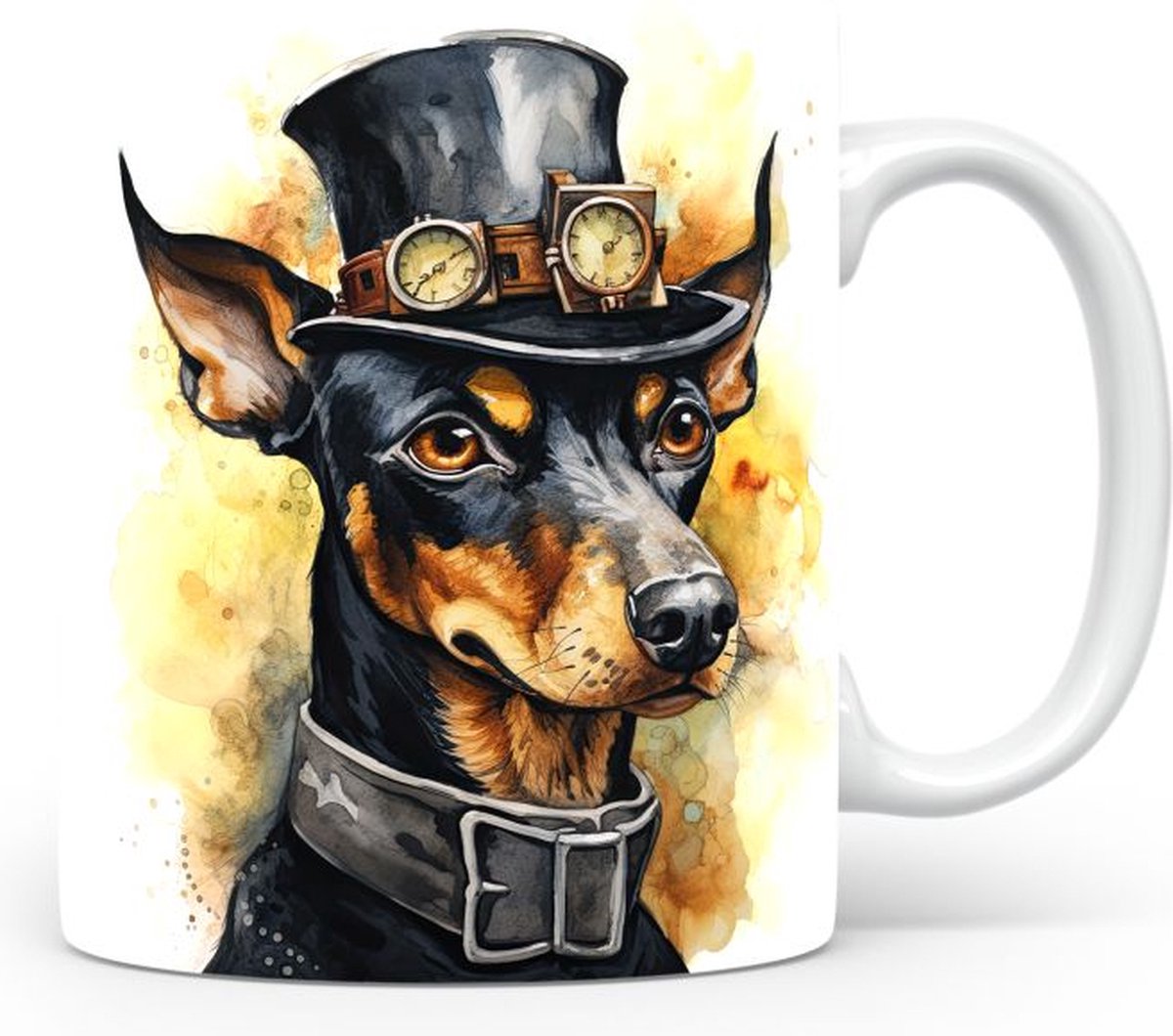 Mok met Dobermann Pinscher