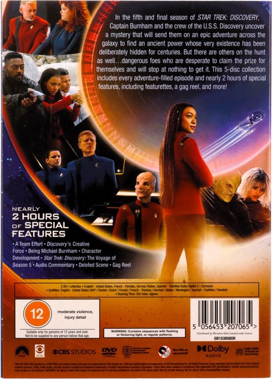 Star Trek Discovery, Het Finale Seizoen. De achterkant toont meerdere scènes uit de serie en een lijst met speciale extra's.
