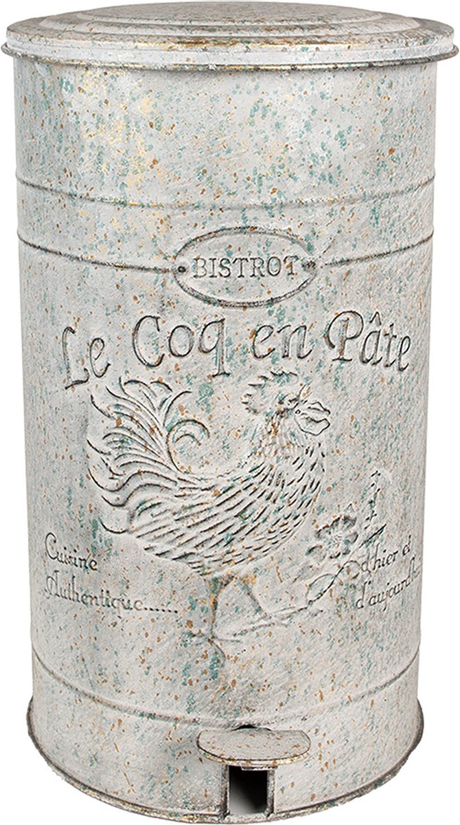 Goedkoopste Clayre & Eef Pedaalemmer 26x30x45 cm Grijs Metaal