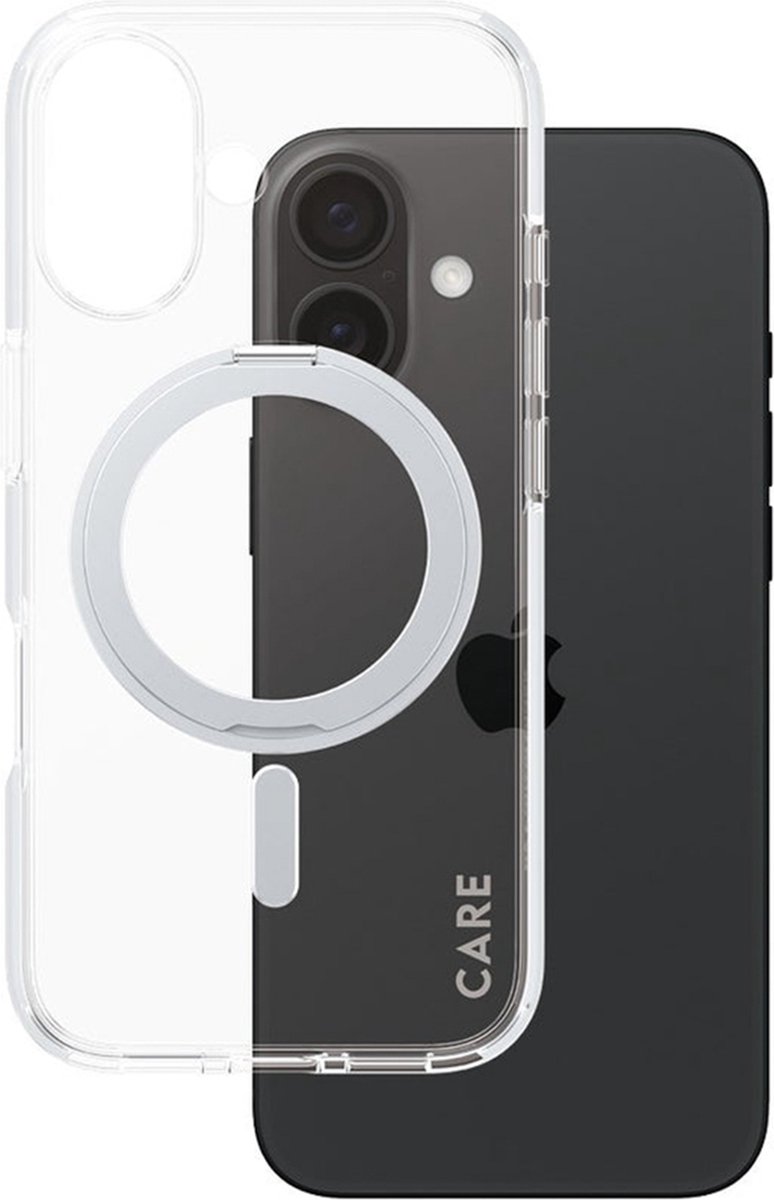 CARE by PanzerGlass Feature Case - Transparant w. - Zilver Kickstand & MagSafe iPhone 16