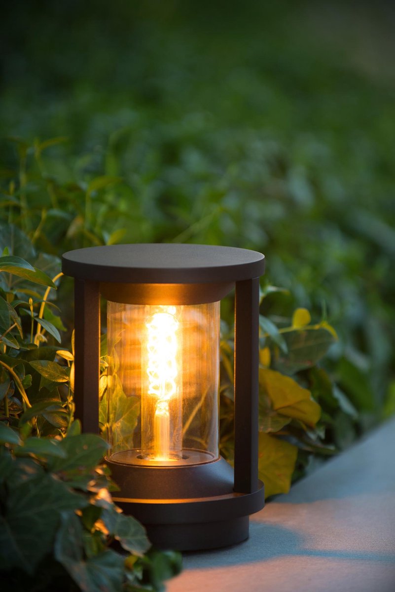 Lucide Cadix - Sokkellamp - Ø 16 cm - 1xE27 - IP65 - Zwart