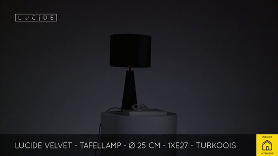 Lucide EXTRAVAGANZA VELVET - Tafellamp - Ø 25 cm - 1xE27 - Turkoois