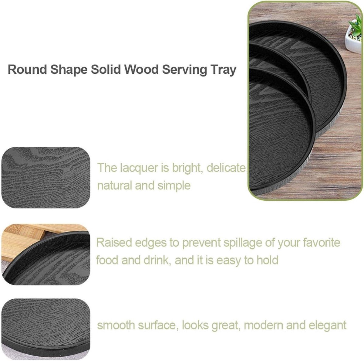 37,5 Cm Ronde Vorm Massief Hout Thee Koffie Snack Eten