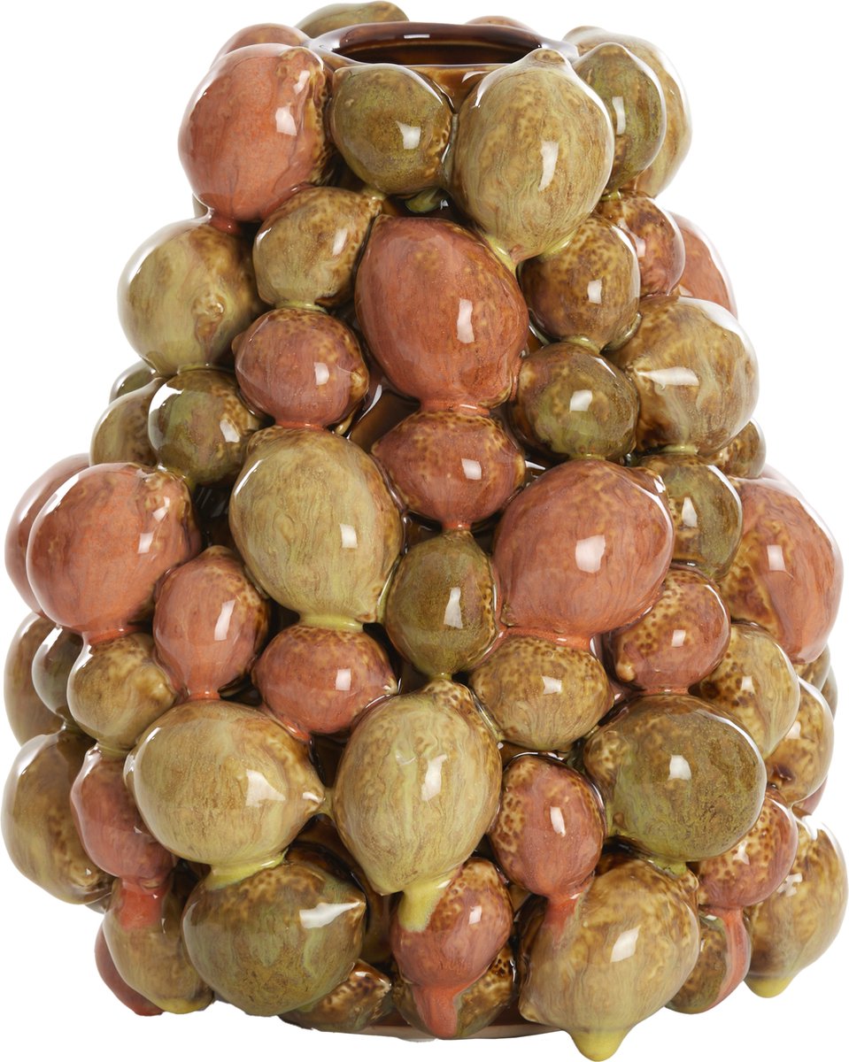 Light&living Vaas deco Ø19x21 cm CITRUS keramiek bruin-oranje+groen