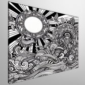 Line art zwart wit schilderij | Monochrome meesterwerk: een verfijnde dans van lijnen en contrasten | Kunst - 20x20 centimeter op Canvas | Foto op Canvas