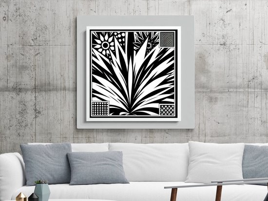 Pop art zwart wit schilderij | Zwart-wit explosie van populaire cultuur: een iconisch kunstwerk | Kunst - 100x100 centimeter op Canvas | Foto op Canvas