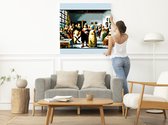 Pixel art vermeer schilderij | Verfijnde pixels brengen Vermeers meesterwerken tot leven in kunstwerk | Kunst - 20x20 centimeter op Dibond | Foto op Dibond