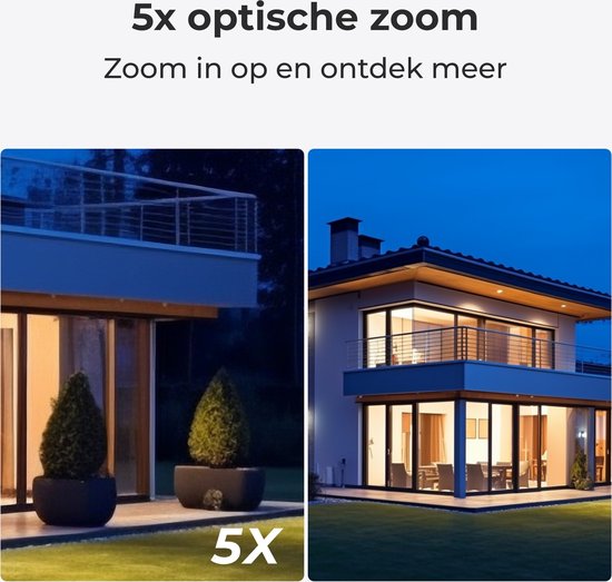 Caméra de sécurité Reolink 4K PoE pour l'extérieur, Zoom optique 5x, détection de personnes/ Véhicules/ Animaux, vision nocturne couleur - Zwart