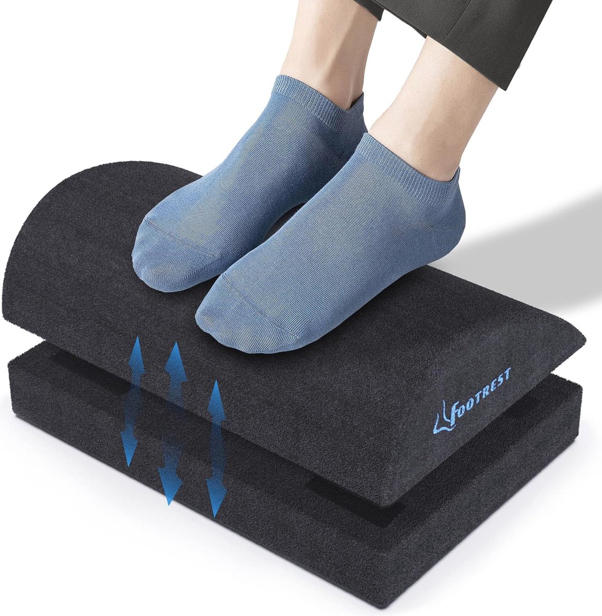 Verstelbare ergonomische voetensteun voor bureau en reizen - Antislip en wasbare voetsteunkussen met traagschuim
